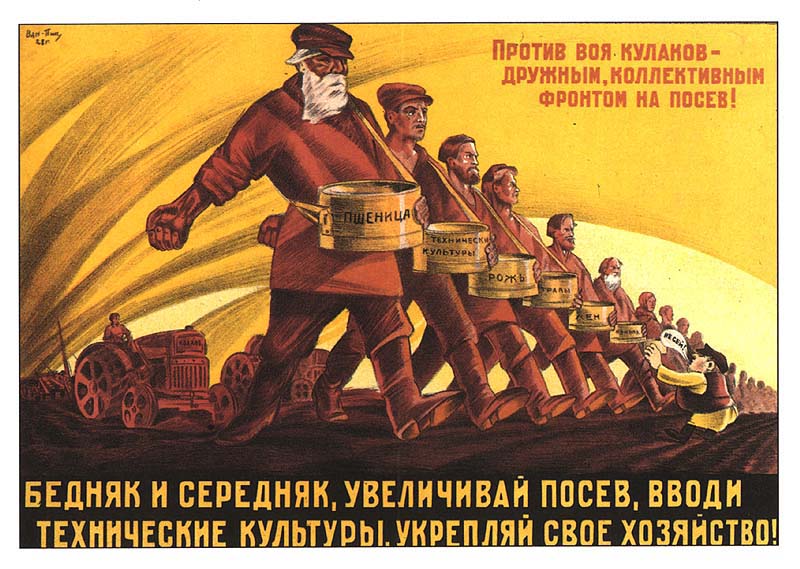 Soviet collective farmers against capitalism!