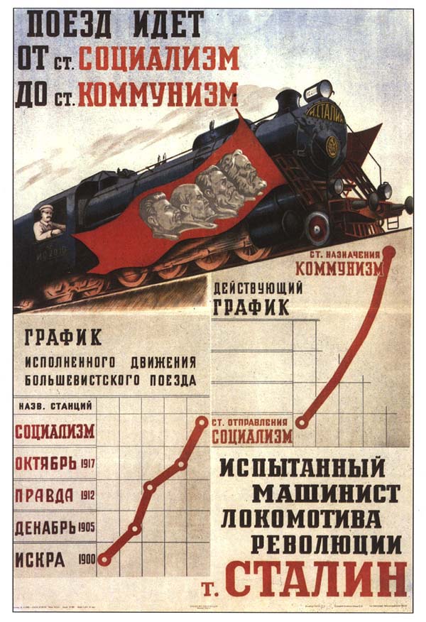 Train from socialism to communism, comrade Stalin drives